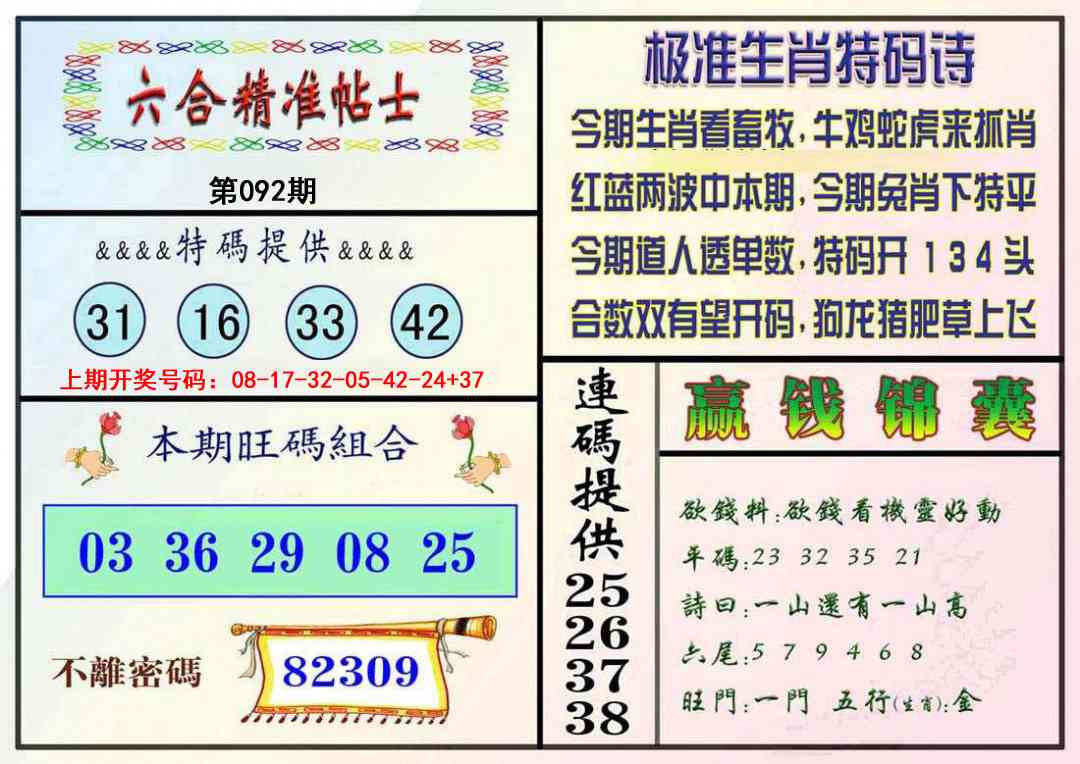092期精准贴士[图]